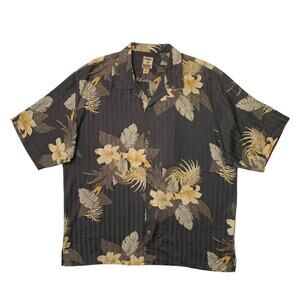 Vintage Tommy Bahama Shirt Men XL Hawaiian Floral Silk Short Sleeve Island Retro
